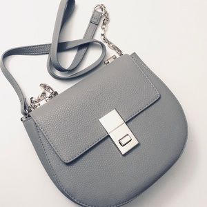 Express Faux Leather Gray Crossbody Bag